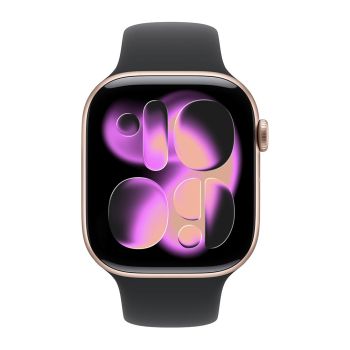 Apple Watch Series 11, 46 mm, Rose Gold Aluminum Black Sport Band S/M